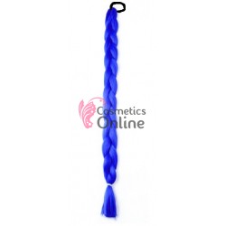 Coada de par impletita  cu elastic de 40cm Cod CFT002 Albastru Indigo